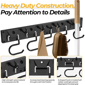 Organisateur d'outils de garage mural, étagère de rangement <span class=keywords><strong>suspendue</strong></span> pour jardin et garage avec 10 crochets réglables et 4 rails - Product Image 5