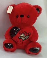 Peluche Ours Rouge Super Douce en Coton PP, Tenant un Cœur, Assise, Cadeau d'Anniversaire et de Saint-Valentin, Boîte Cadeau