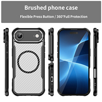 Coque de téléphone magnétique en fibre de carbone pour iPhone 17 Air 17 16 15 14 13 Pro Max, coque arrière antichoc rigide en TPU+PC