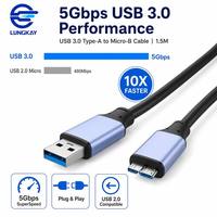 LUNG KAY OEM USB 3.0 Typ-A zu Micro-B Kabel 5Gbps Industrielles Abgeschirmtes Kupferkabel Anpassbare Länge Logo für HDD Kamera