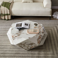 Table basse en dalle de roche au design unique, table centrale de luxe en forme de diamant, style moderne, mobilier de salon, table à thé polygonale