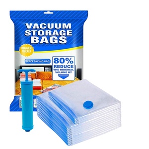 Clothing Vacuum <strong>Compression</strong> <strong>Bag</strong> With Inflator Hand Pump Space Saver Transparent Storage Pouch Travel Essential Storage <strong>Bags</strong> - Product Image 1