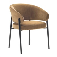 Fauteuil d'appoint luxueux avec structure métallique et revêtement en velours, dossier incurvé, pour salle à manger et salon