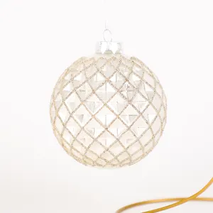 灯笼人造圆形玻璃圣诞球可接受OEM ODM精致可印刷圣诞球