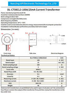 Transformador de Corriente Toroidal NJXSE DL-CT08CL3 4000/1, 5A 10A 50A 100A 150A, Precio de Fábrica, Cable de Conexión, Mini CT AC 100A/25mA - Product Image 2