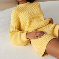 Ensemble deux pièces pour femme, col rond tricoté, style vintage côtelé, couleur unie, fermeture boutonnée, style Y2K, anti-plis, séchage rapide, 100 % coton