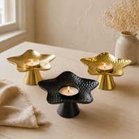 Porte-bougie d'aromathérapie Star, or et noir, décor à pois plats
