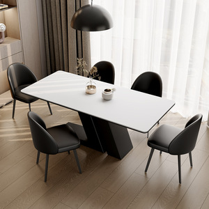 <span class=keywords><strong>Mesa</strong></span> de Comedor Negra Moderna para 6 Personas, Acabado Mate, Tapa de Piedra Sinterizada con Base Metálica Robusta, Uso en Hoteles - Product Image 3