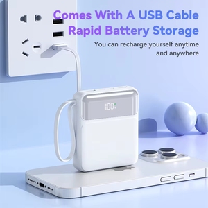 Nuevo Cargador Portátil de Carga Rápida con Cables Integrados, Mini <span class=keywords><strong>Powerbank</strong></span> de 22.5W, Cargador Rápido de 10000mAh con Pantalla LED <span class=keywords><strong>USB</strong></span> Tipo-<span class=keywords><strong>C</strong></span> para Teléfonos - Product Image 3