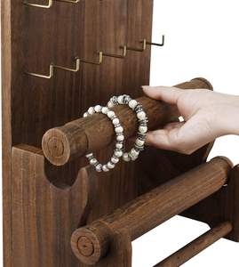 Expositor de Joyería de Madera con 18 Ganchos, Soporte para Collares y Pulseras con 2 Barras Extraíbles para Organizar Joyas en el Hogar o en Tiendas - Product Image 6