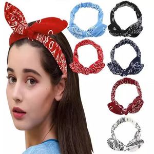 New Paisley Bow Headband for Women Elastic Knot <strong>Hair</strong> Bands Vintage Boho Turban Headwrap Red White Blue <strong>Burgundy</strong> <strong>Hair</strong> <strong>Accessories</strong> - Product Image 4