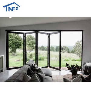 Customized Frosted Aluminum Folding Door Bifold Indoor Fireproof Folding Door For House