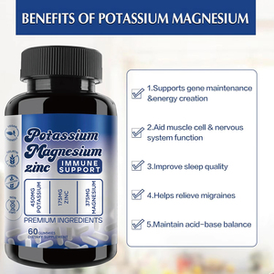 Potassium Magnesium Supplement 1000mg Magnesium Potassium Zinc <strong>for</strong> Leg Cramps High Absorption Magnesium Complex 120 Capsules - Product Image 3