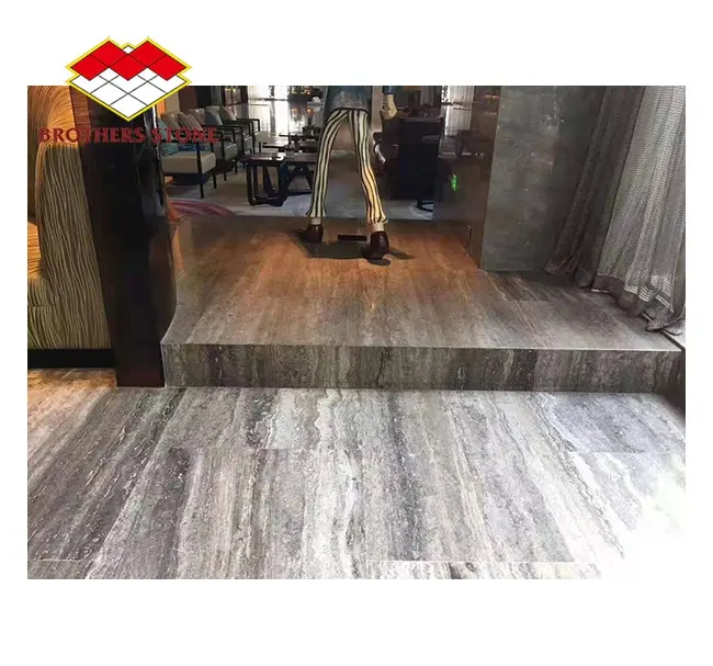 Silver travertine Stone Drak grey color travertine Indoor Wall and floor tile