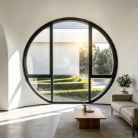 Ventanas Fijas Circulares de Aluminio para Exteriores con Persianas Enrollables Horizontales de Acero Inoxidable Resistentes al Viento para Fachada de Villa