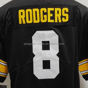 Camiseta de fútbol americano bordada en negro/dorado de Aaron Rodgers de la mejor calidad listo para enviar - Product Image 3
