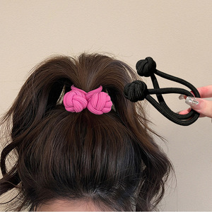 Élastique à cheveux pour queue de cheval, épaissi, noué, avec nœud, en tissu, pour usage quotidien, été 2024, origine Yiwu - Product Image 1