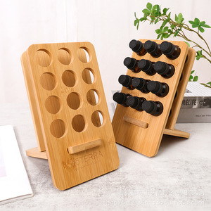 Support de rangement pour 12 huiles essentielles, présentoir doTERRA, organisateur de bouteilles de bureau à compartiments, pliable en bambou détachable - Product Image 1