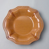 Assiette à fleurs en mélamine incassable de 10 pouces, design bois, sans BPA, qualité alimentaire, pour restaurant, mariage, fête