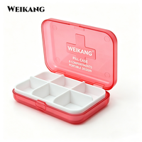 Organisateur de pilules portable à 6 compartiments, étui de rangement pour médicaments, étui de voyage pour comprimés avec couvercle rabattable