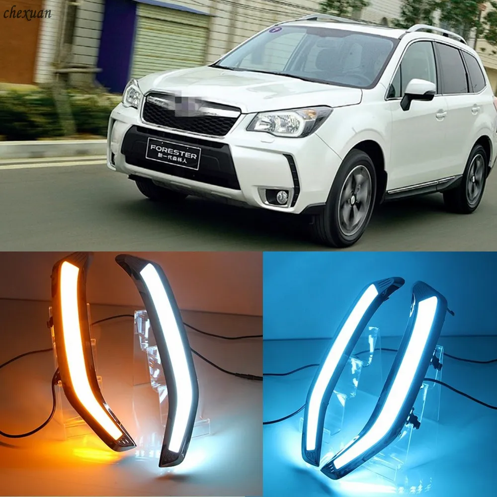For Subaru Forester 2013 2014 2015 2016 2017 2018 12v LED DRL Daytime Running Lights With Turnning Yellow Signal