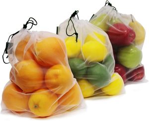 Huamaohengchun Reusable LDPE Mesh Produce <b>Bags</b> Heat <b>Seal</b> Washable Set 9 Premium <b>Bags</b> TRANSPARENT Lightweight Strong Shopping - Product Image 4
