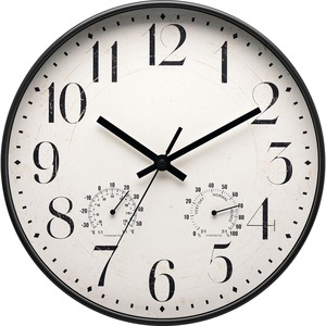 Horloge murale analogique ronde en quartz avec affichage de la température et de l'humidité, en plastique, à une seule face, décorative, pour la maison - Product Image 3
