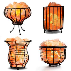 Lampes en sel de l'Himalaya en panier, avec morceaux de sel, ensemble complet, cordon électrique et ampoule, matériaux organiques - Product Image 3
