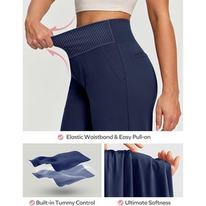 Pantalones de Yoga de Pierna Ancha FOXA, Cintura Alta con Bolsillos, Control de Abdomen, Elásticos, Pantalones de Vestir para Mujer, Pantalones Casuales de Negocios - Product Image 4