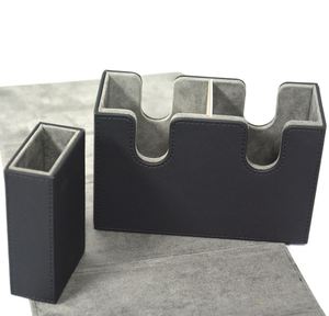 Boîte de rangement pour jeux de cartes de haute qualité, grise, avec double compartiment pour cartes, capacité de 220+ cartes - Product Image 1