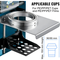 Machine de scellage manuelle WY802F pour gobelets de thé aux perles (bubble tea) et boba, compatible plastique ou papier, 220V/110V, pour film et couvercles en plastique