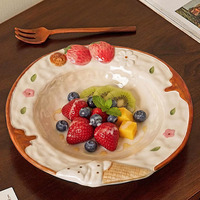 Assiette à fruits décorative en porcelaine, bol à yaourt, ensemble de vaisselle, assiettes cuites à haute température, écologiques, sans plomb ni cadmium