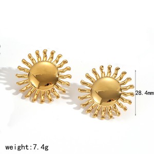 Sun Shaped Stainless Steel <b>Stud</b> Earrings 18k Gold Plated <b>Titanium</b> Steel Fashion Jewelry For Women Geometric Design - Product Image 4