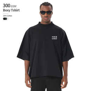 T-shirt da uomo RUICHI Boxy <span class=keywords><strong>Fit</strong></span> Plus Size in cotone pesante con scollo a girocollo stretto, maglietta stile streetwear americano - Product Image 6