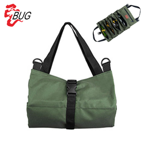 Large Roll Up Pouch Tool Bag Zipper Tool Roll Up Bag with 5 Zipper Pockets Durable Electrician Heavy Duty Rolling Tool Bag