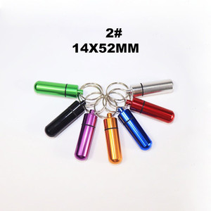 Decorative Gifts Capsule Shape Mini Portable Aluminium Pill Storage <strong>Box</strong> with Keychain - Product Image 4