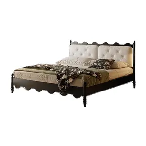 法国中式1.8米实木双人床黑色美式复古新款婚床现代意大利设计主卧室