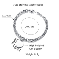 Joyería de Oro Rosa al por Mayor, Estilo Coreano, Pulsera de Moda de Alta Gama, Colgante de Corazón en Blanco, Pulsera Personalizada para Mujer