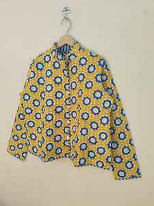 Veste matelassée réversible en coton pour femmes, veste en coton Kantha faite à la main, imprimé en bloc, style bohème, manteau d'hiver vintage, veste indienne - Product Image 5