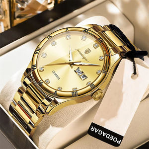 POEDAGAR 878 Montre-bracelet de luxe originale pour homme, étanche, aiguilles lumineuses, bracelet en acier inoxydable, montre sport à quartz pour homme - Product Image 1
