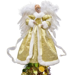 Adorno de árbol de Navidad LED premium con ángel y plumas reales - Product Image 1