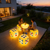 Ensemble table et chaises lumineuses d'extérieur au design rustique, 16 couleurs changeantes, étanche IP65, confortable pour salon et cour