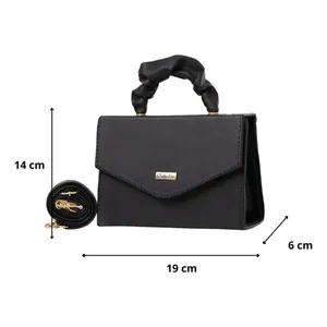 Borsa a Tracolla da Donna Fana Nera in PU 7 Pollici con Chiusura a Cerniera Stile Bohémien - Product Image 1