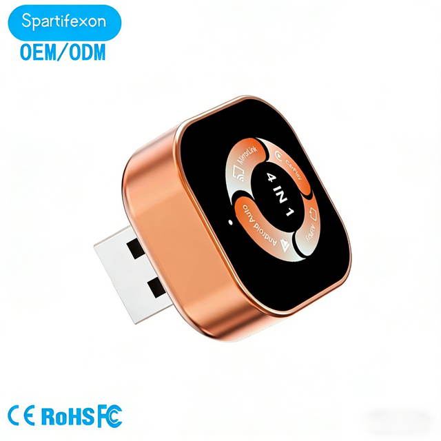 4-in-1 Smart USB Dongle Wireless CarPlay & Android Auto Adapter for Factory Wired Cars, Plug & Play IPhone/Android Compatibility