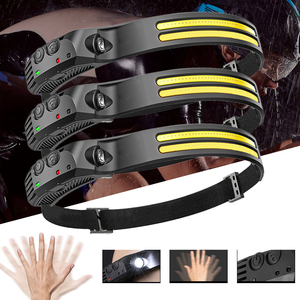 Lampe frontale portable légère en silicone, rechargeable au lithium-ion, IP55, faisceau large COB, luminosité réglable pour le camping - Product Image 2