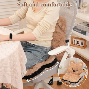 Coussin de siège de bureau en peluche marron doux avec oreilles de chien Kawaii pour décoration de salle de jeux, antidérapant, soutien lombaire confortable et rembourré pour chaise de bureau - Product Image 4