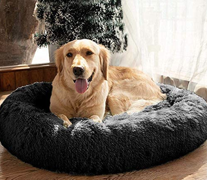 Taklit kürk rahat yıkanabilir yumuşak Donut evcil hayvan kedi köpek yatağı sıcak yuvarlak özelleştirilmiş sakinleştirici kabarık peluş noel miyav - Product Image 5