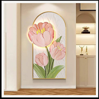 Decoración de Pared LED con Cristales en Forma de Tulipán, Arte Botánico Vertical con Luz para Sala de Estar, Recepción, Nicho, Boutique, Interiores de Hotel