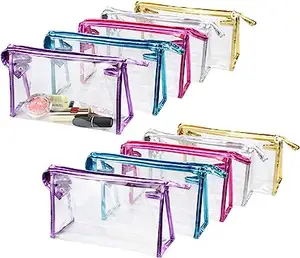 Transparent Small Zipper Purse Mini Clear Nylon Cosmetic Makeup Pouch Waterproof PVC Travel Toiletry Coin Pouch for Women