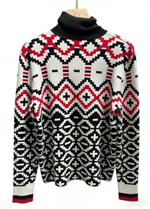 Suéter Fairisle para Mujer OEM/ODM, Manga Larga, Cuello Alto - Product Image 4